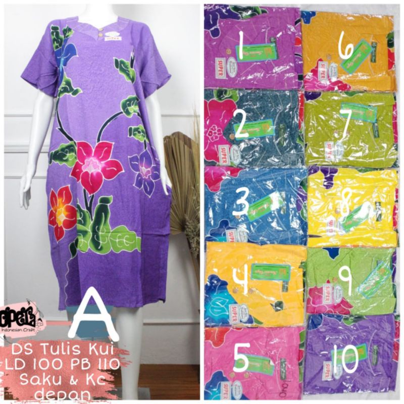 Daster Kencana Ungu LD 100 Label HIJAU DS Tulis Bekasi Asli Original Batik Tulis Grosir Murah