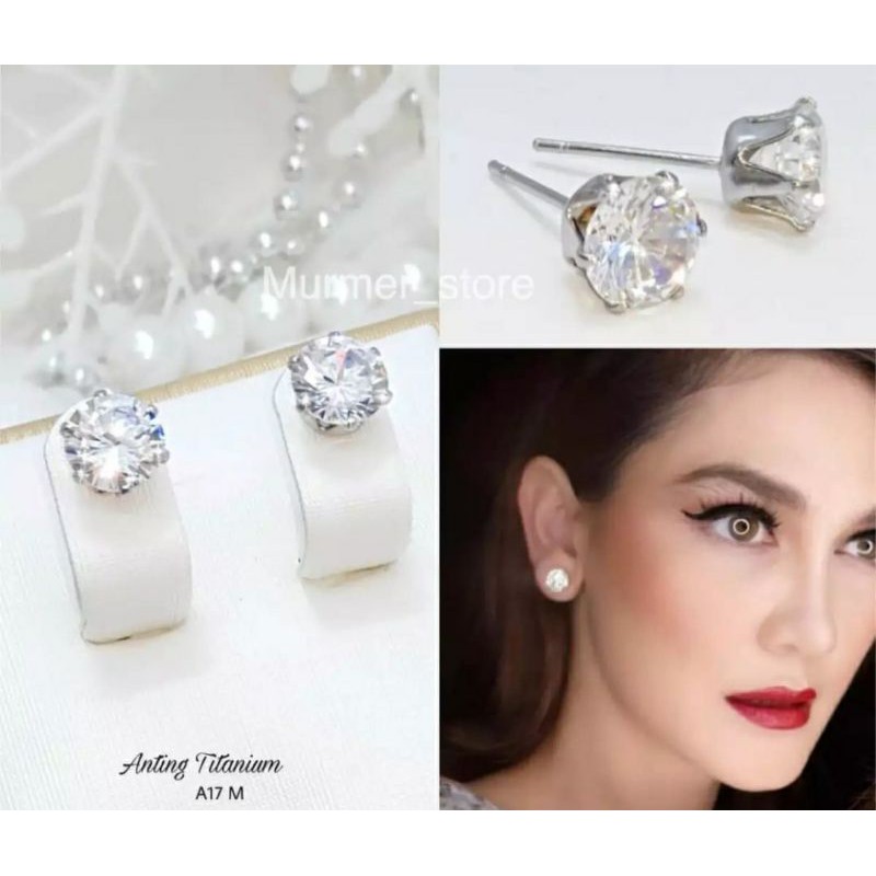 Promo giwang titanium silver anti karat