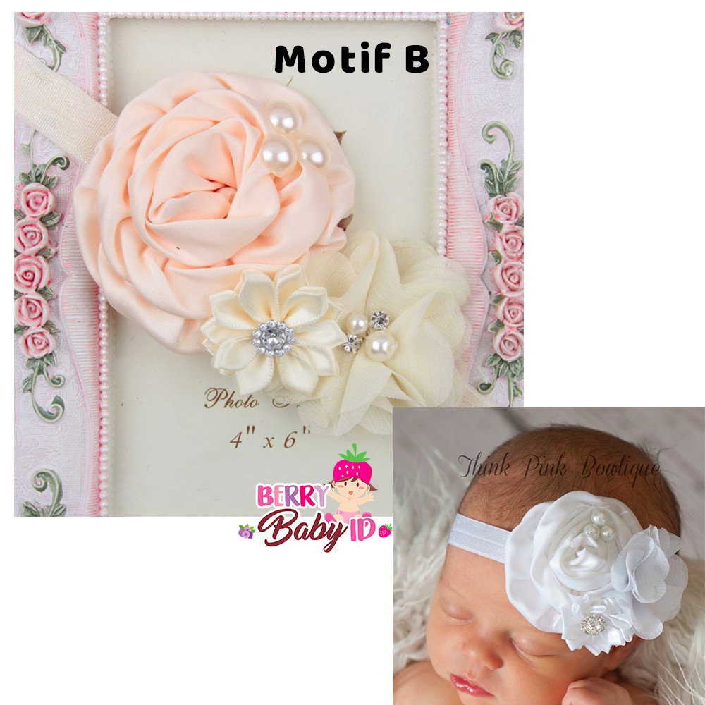 YooBerry Pita Anak Bando Bandana Bayi Korea Satin Big Flower Sachi Baby SAA007 Berry Mart