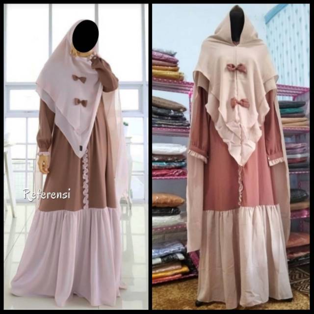 SUPER SALE GAMIS FLAVIA ORI BY GLAMZ SET KHIMAR/GAMIS POLOS/GAMIS MURAH