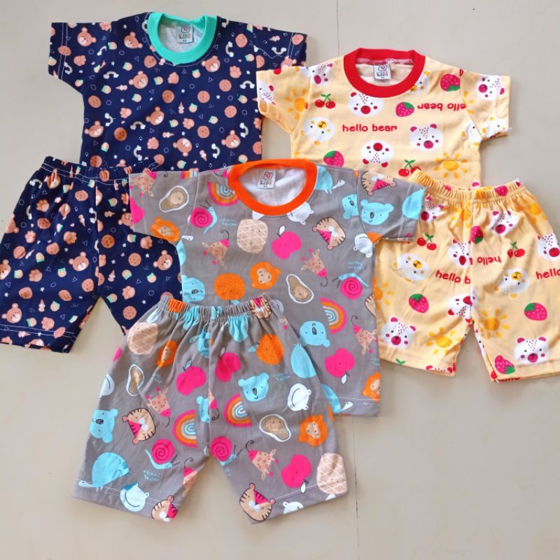 setelan anak laki laki Qkids Size S (Usia 3-4 tahun) Lengan pendek Celana Pendek bahan Libby Velvet junior-3