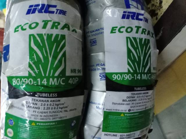 Paket ban tubeless IRC Ecotraxx 80/90-14 &amp; 90/90-14 for Vario CBS/ISS/F1/125/150/Beat pop/F1/ESP