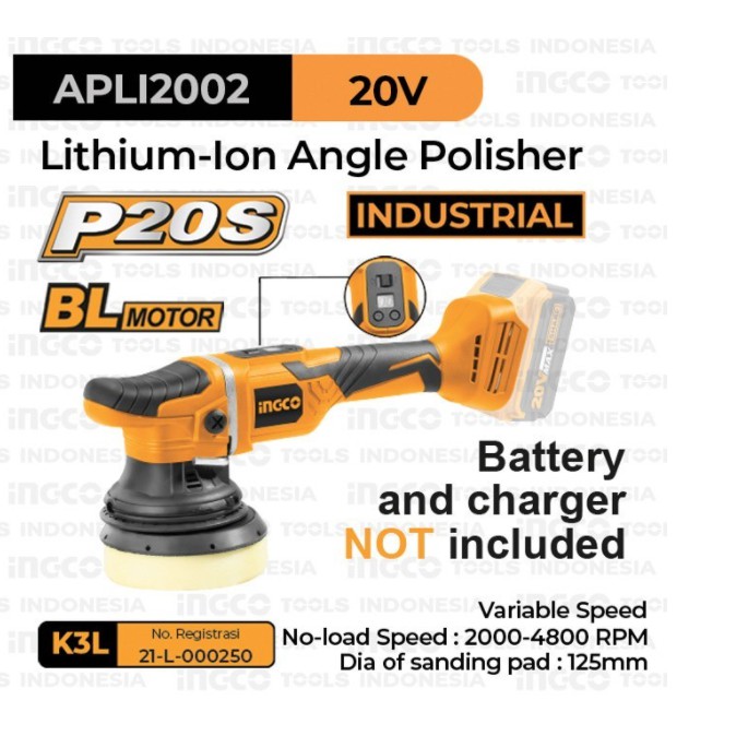 Mesin Poles Cat Brushless Angle Polisher INGCO APLI2002