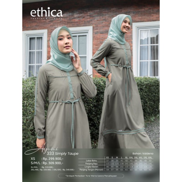 TERBARU GAMIS ETHICA AYUMI 333 DUSTY BLUE, AYUMI 333 SIMPLY TAUPE