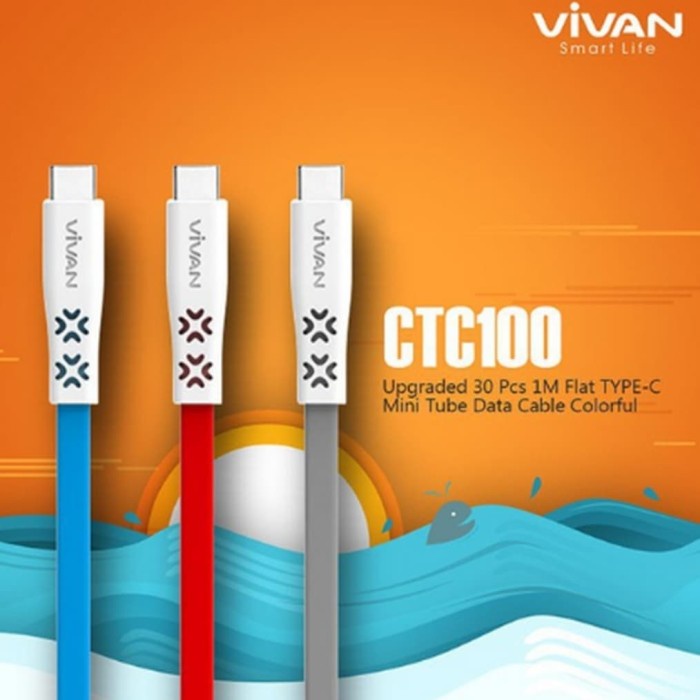 GARANSI 1 TAHUN VIVAN CTC100 KABEL DATA TYPE C MINI TUBE 1 METER