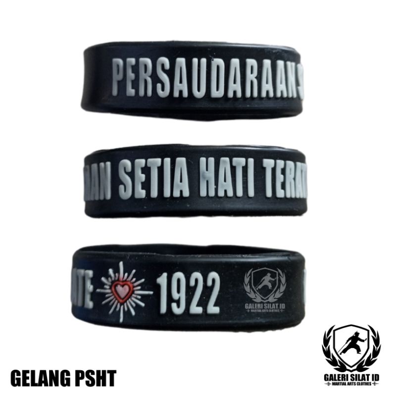 Gelang PSHT Karet Warna Hitam Merah Biru List Putih