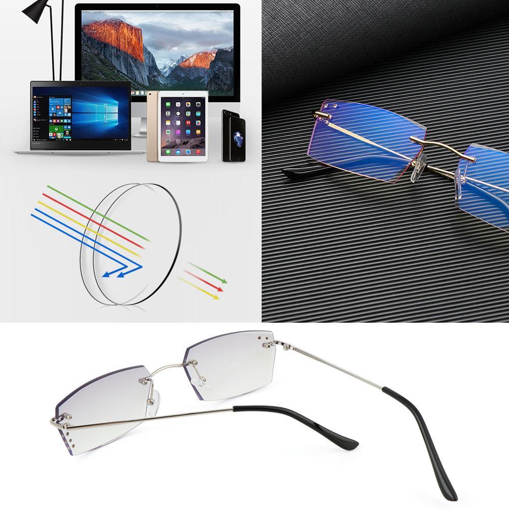 Populer Kacamata Baca Anti Blue Light Anti-Letih Anti-UV Transparan Metal Frame Eyeglasses