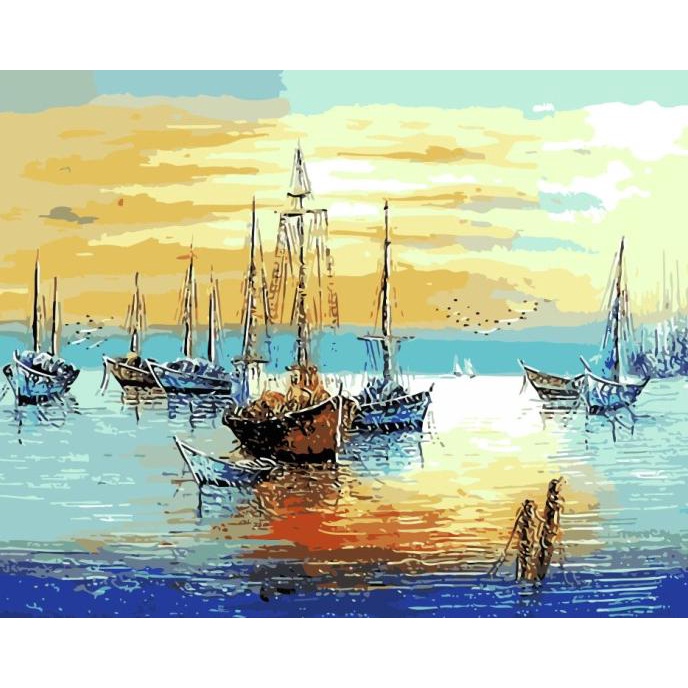 

Paint By Number Kit - Paket Melukis Set - Ships at Dusk - 50 x 40 CM