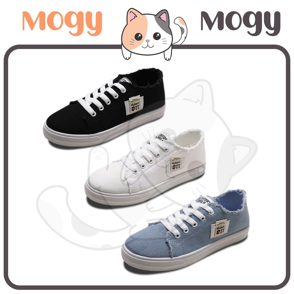 MOGYMOGY SHS003 Sepatu Sneakers Kasual Tali Bahan Jeans Woman Fashion Casual Shoes