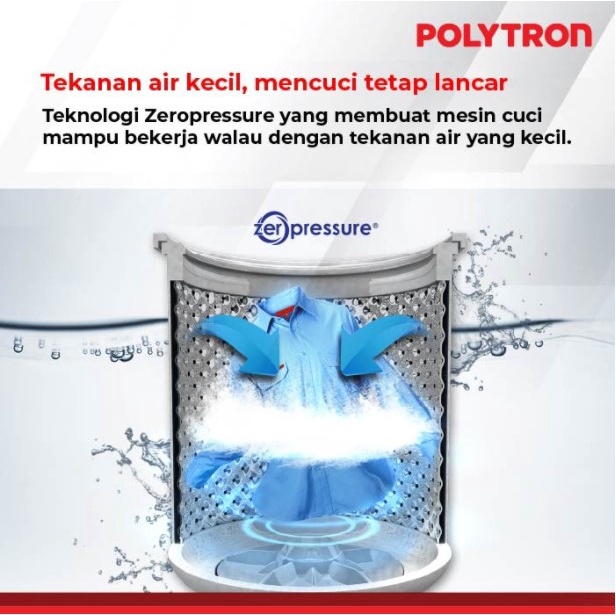 Polytron Mesin Cuci 1 Tabung 8,5Kg Belleza PAW 8527 Top Loading 8.5kg