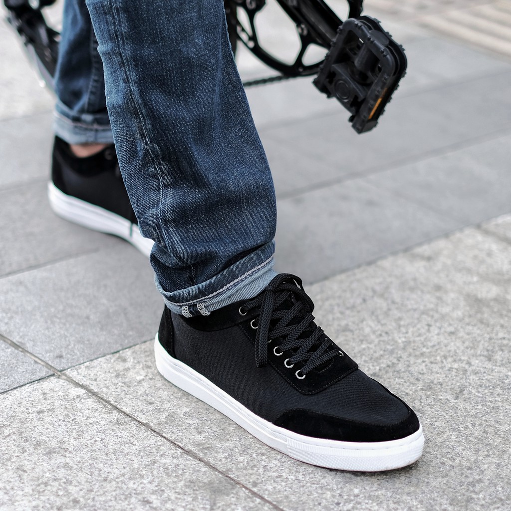 Clev Black | Sepatu Hitam Casual Sneakers Kasual Polos Original Pria Cowok Footwear | Reyl x FORIND