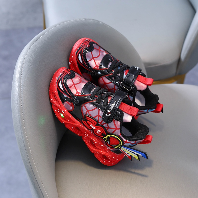 Spiderspy Sepatu With Led Anak Size 21-30 Usia 1-5 Tahun