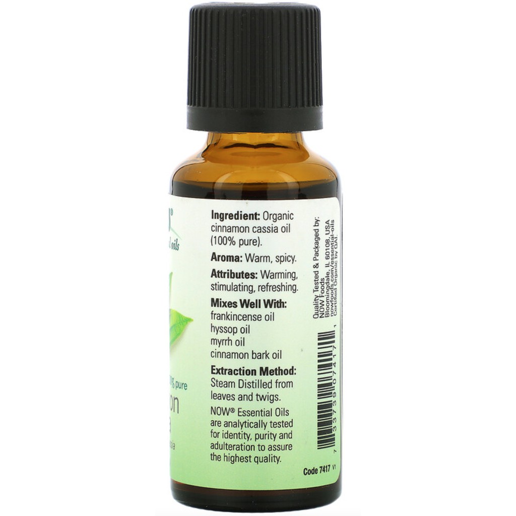 Now Organic Essential Oils Cinnamon Cassia 100% Pure 30 mL Minyak Essensial Kayu Manis Original USA