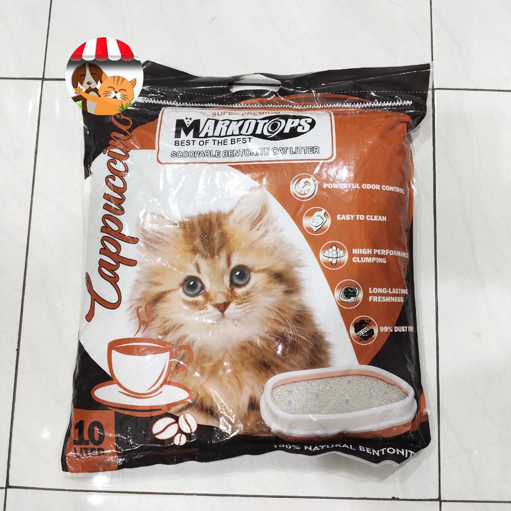 Pasir Kucing Wangi Gumpal Bentonite Markotops 10 Liter NO Cub n Kit