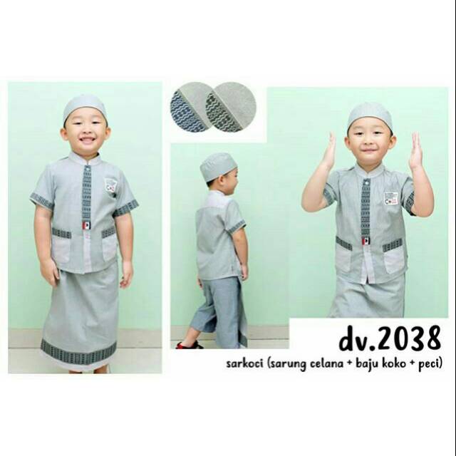 Sarkoci sarung celana koko peci sarcelko anak katun diva abu biru keren lucu terbaru kekinian cute