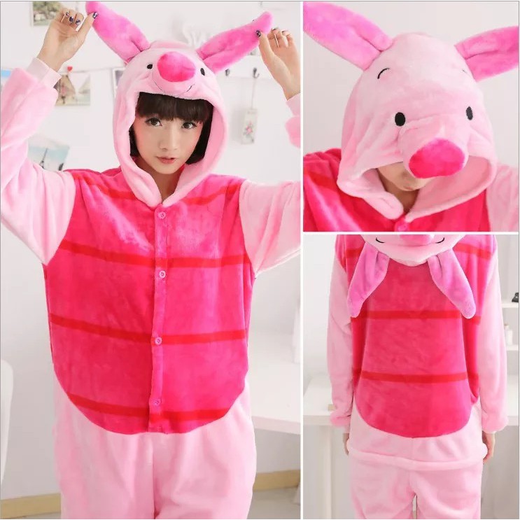 KOSTUM PIGLET PIG BABI WINNIE THE POOH ONESIE PIYAMA COSPLAY BAJU TIDUR