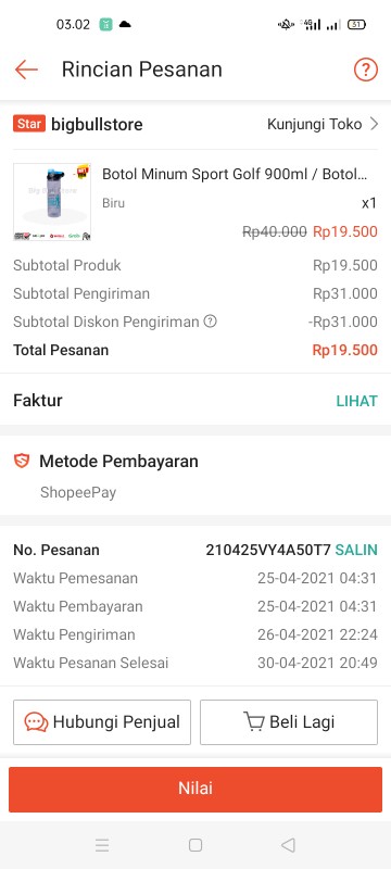 Botol Minum Sport Golf 900ml / Botol Minum Import Jumbo / Botol Minum Dewasa Ukuran Besar Import-ba3