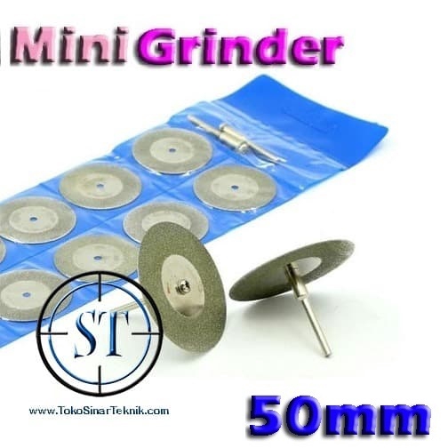 1 Set 10 Pcs Mata Diamond 50mm Cutting Disc Gerinda Potong Mini Grinder Kaca Plus 2 Batang As Shank Mandrel Drill Mini Grinder Cutting