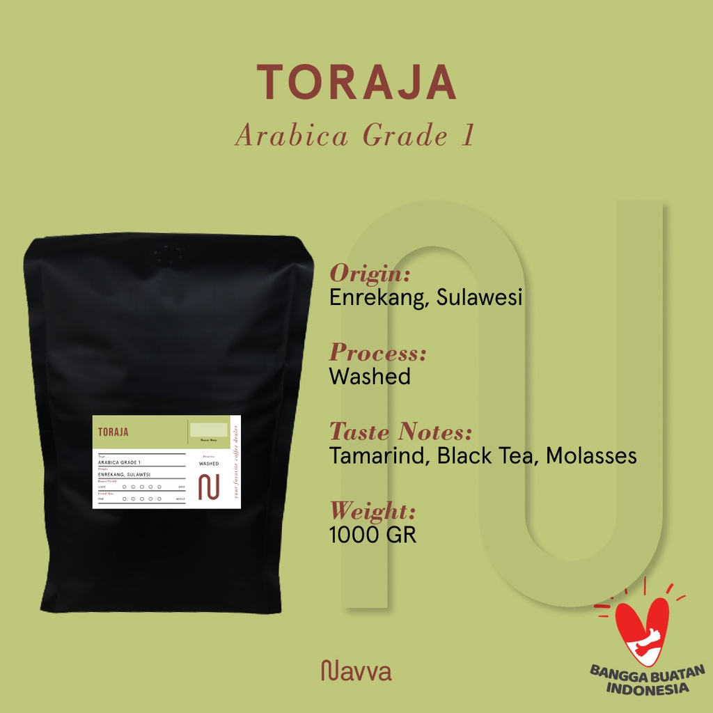 

1 KG / 1000 Gram Biji Kopi / Coffee Beans Premium 100% Arabica Toraja Enrekang