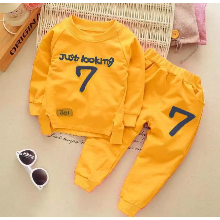 SETELAN SWEATER JOGGER ANAK BAJU ANAK 1-5 TAHUN MOTIF JUST LOOKING 7 SWEATER ANAK LAKI LAKI