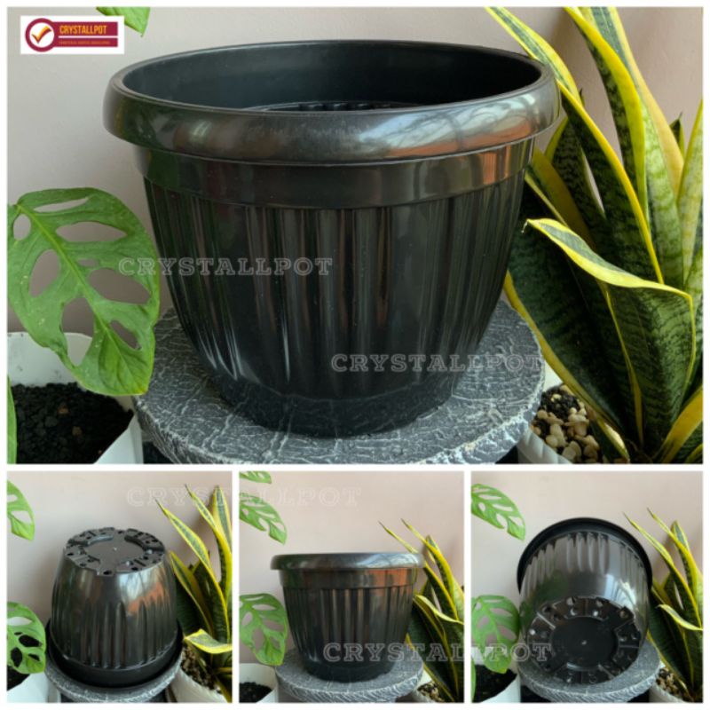 pot bunga tanaman plastik hitam Grace 30 kuping - GRACE 30 KUPING