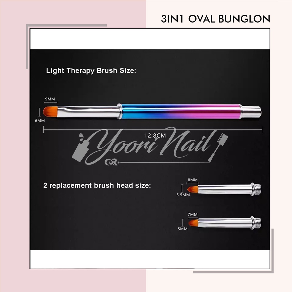 3in1 oval bunglon brush nail art set gel brush nails kuas nailart