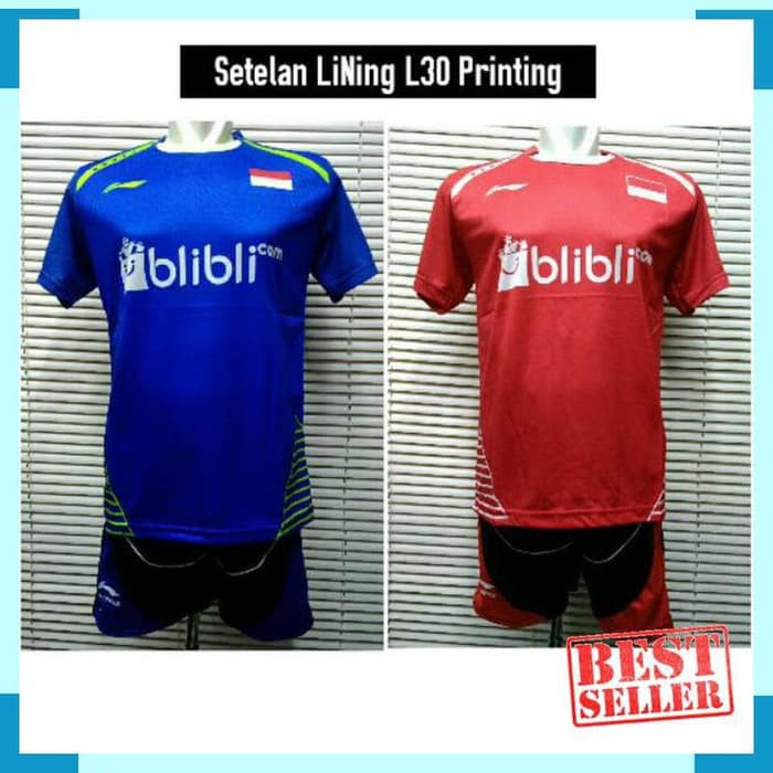 Kaos Setelan Baju Olahraga Jersey Badminton / Bulutangkis LiNing L30
