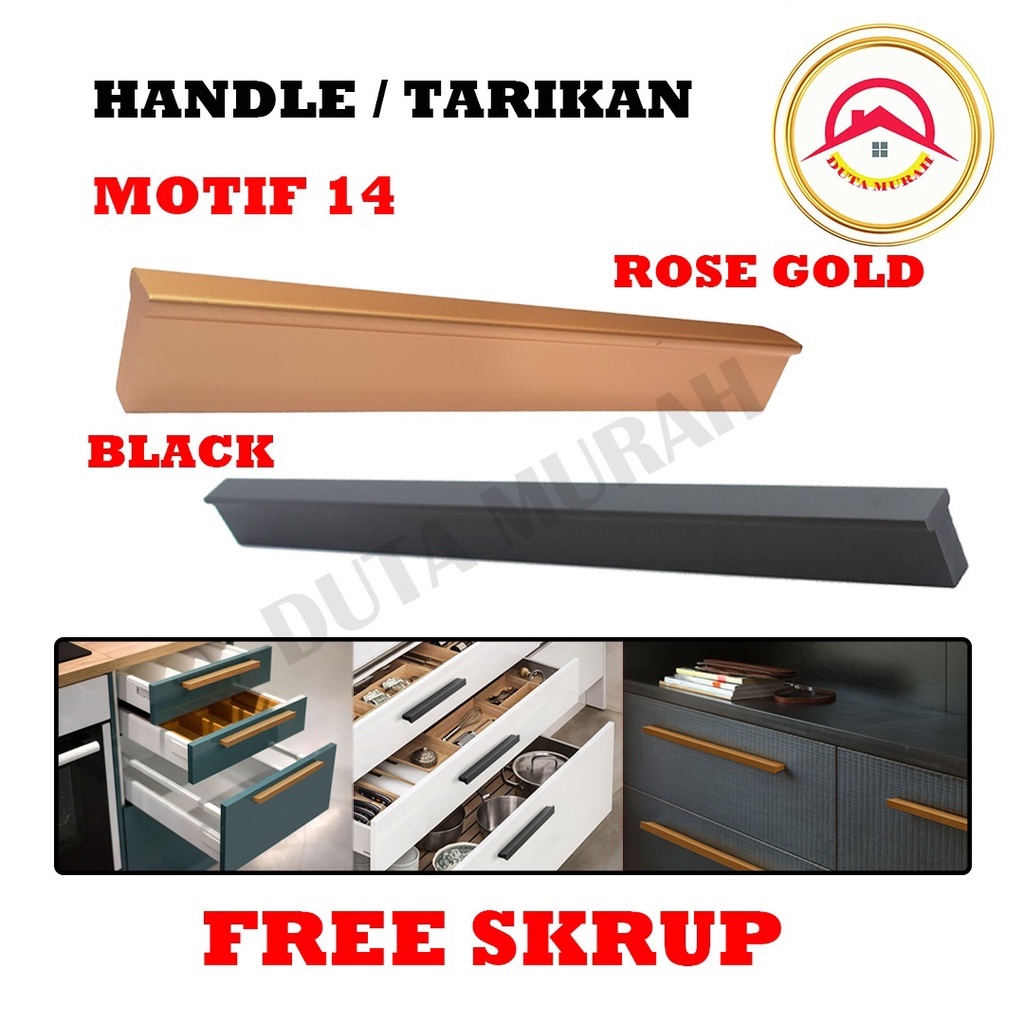 Gagang Pintu Lemari Tarikan Laci Pegangan Lemari Handle Rose Gold &amp; Hitam Motif 14