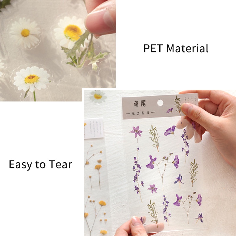 PET Transparent Plant Waterproof Diary Stickers Mobile Phone Decoration Stickers