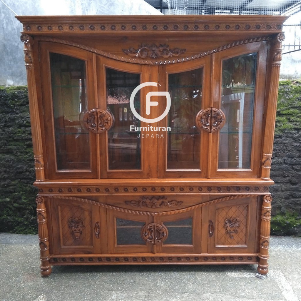 Lemari Pajangan Hias Ukiran Jepara Mewah | Lemari Hias Bulan