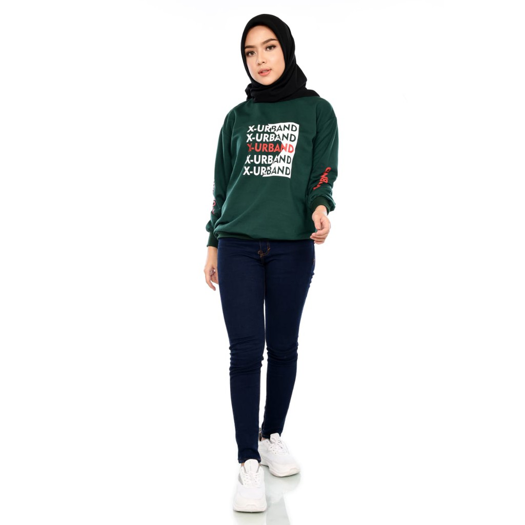 X Urband Sweater Oblong Wanita Chouse Crewneck A140