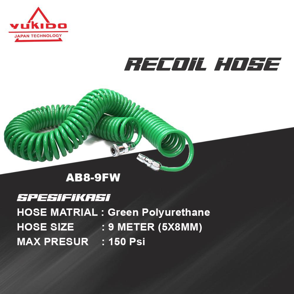 DIJAMIN ORI !! Recoil Hose 12 meter 9 Meter 6 meter 4,5 meter  - Selang kompresor spiral YUKIDO