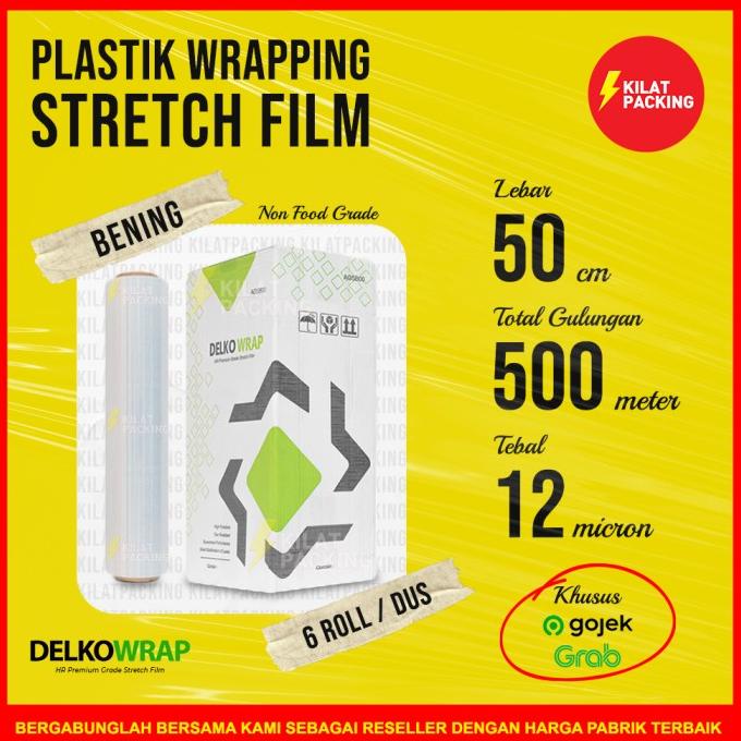 

Plastik Stretch Film Wrap - Wrapping Bening 50Cm X 500M Dus Gojek/Grab