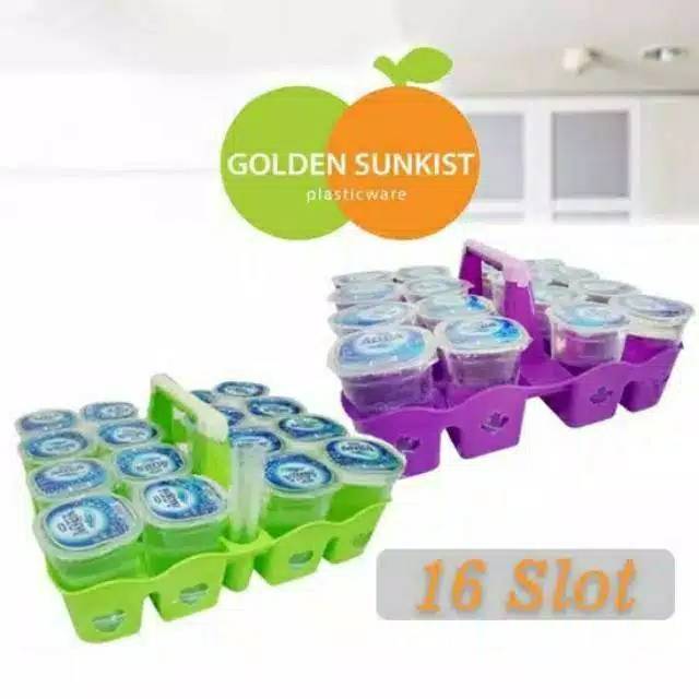 Rak gelas air mineral golden sunkist 16 lubang