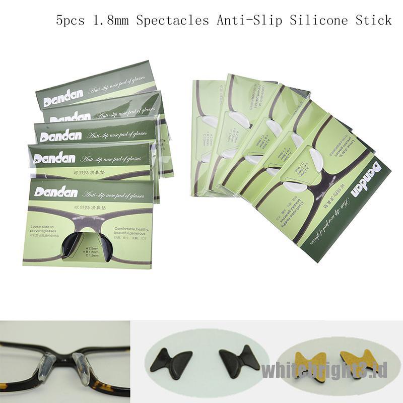 &lt; White3 &gt; 5 Pasang Bantalan Hidung Kacamata Bahan Silikon anti slip 1.8mm