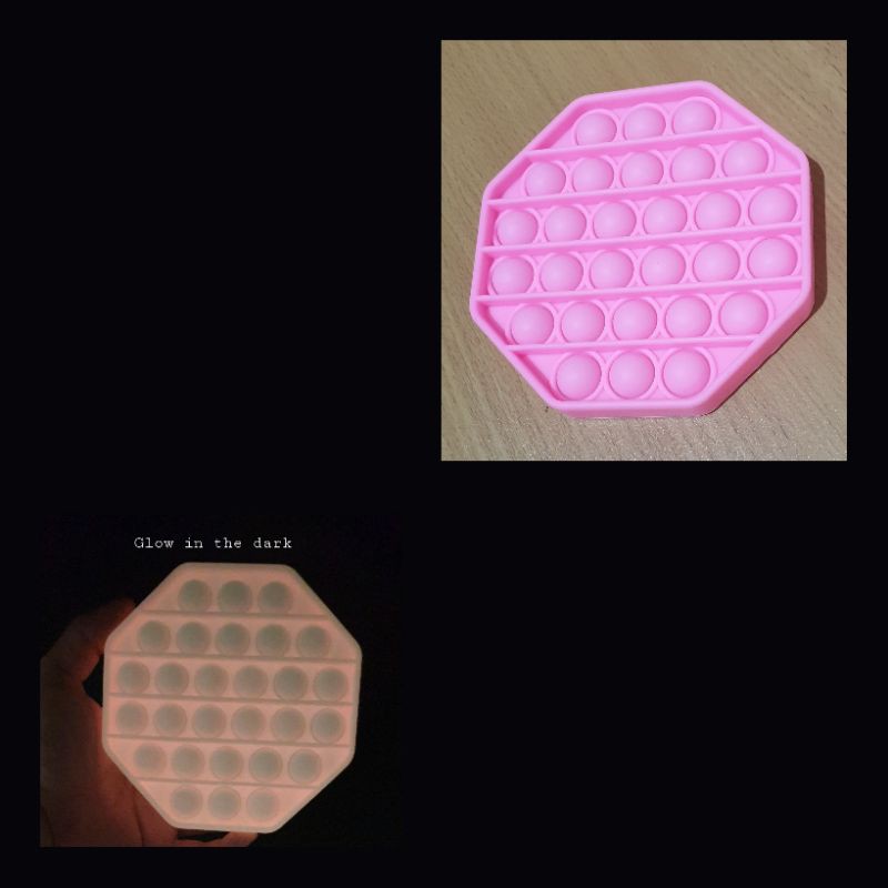 Pop it Glow in the dark octagon / round / square fidget toys mainan anak-1