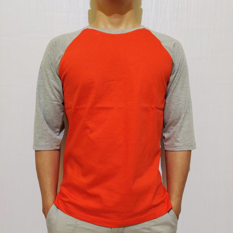 kaos reglan polos warna lengan abu Misty 3/4 M L XL XXL