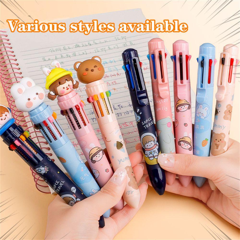 SOLIGHTER Cute Rollerball Pen Gift Oil pen Ballpoint Pen Stationery Set Colorful Refill All-in-one Press-type Learning Office Supplies Bear Multi-color pen