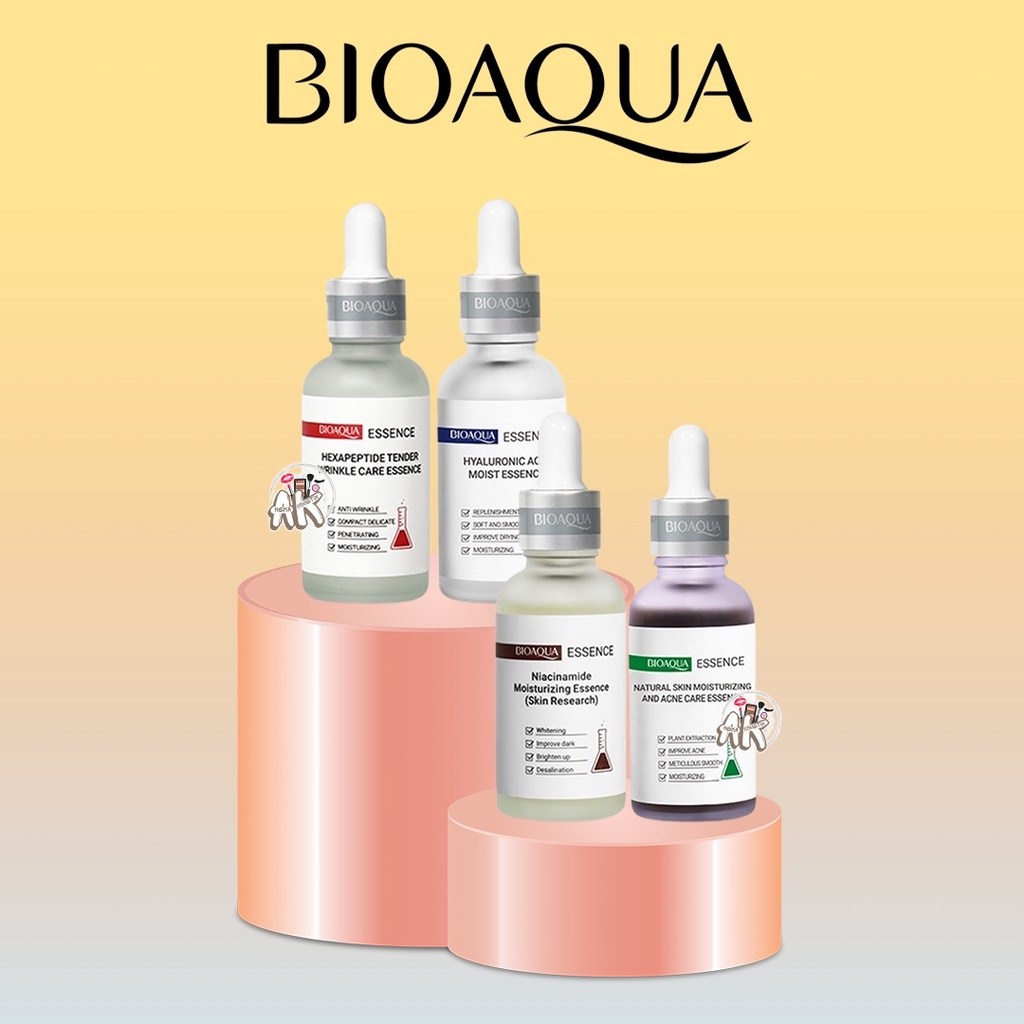 BIOAQUA ESSENCE SERUM 30ML ( HEXAPEPTIDE / HYALURONIC / NATURAL SKIN / NIACINAMIDE )