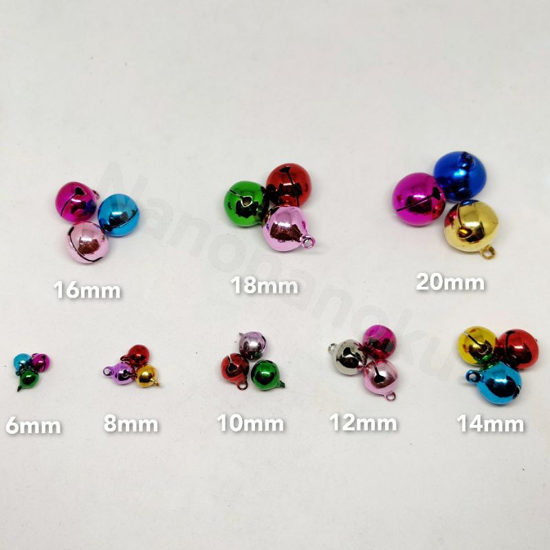 [Per 20pcs] Lonceng/Bel/Kerincingan/Kelintingan Bulat warna warni 6 - 20 mm