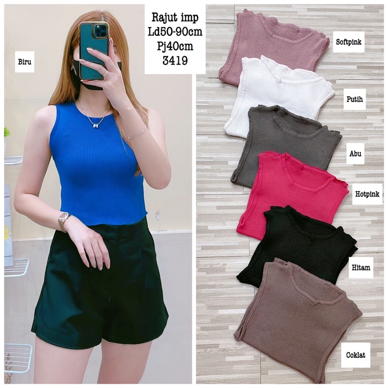 JEJE Tanktop Fashion Crop Top Terbaru - Baju Crop Rajut Wanita