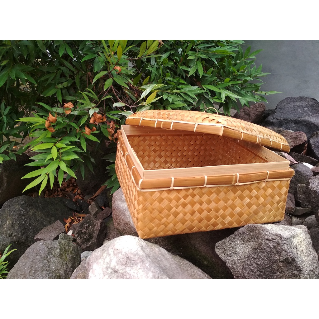 Sokase hantaran kue bambu warna alami kotak ukuran sedang