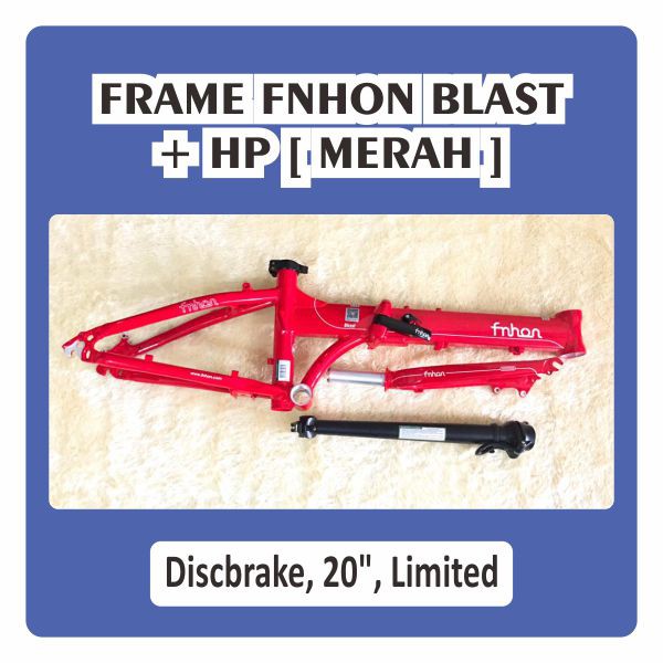 Frame Fork dan HP Fnhon Blast Merah Alloy Red Handlepost Discbrake 20 22 Inch Original Disc Db