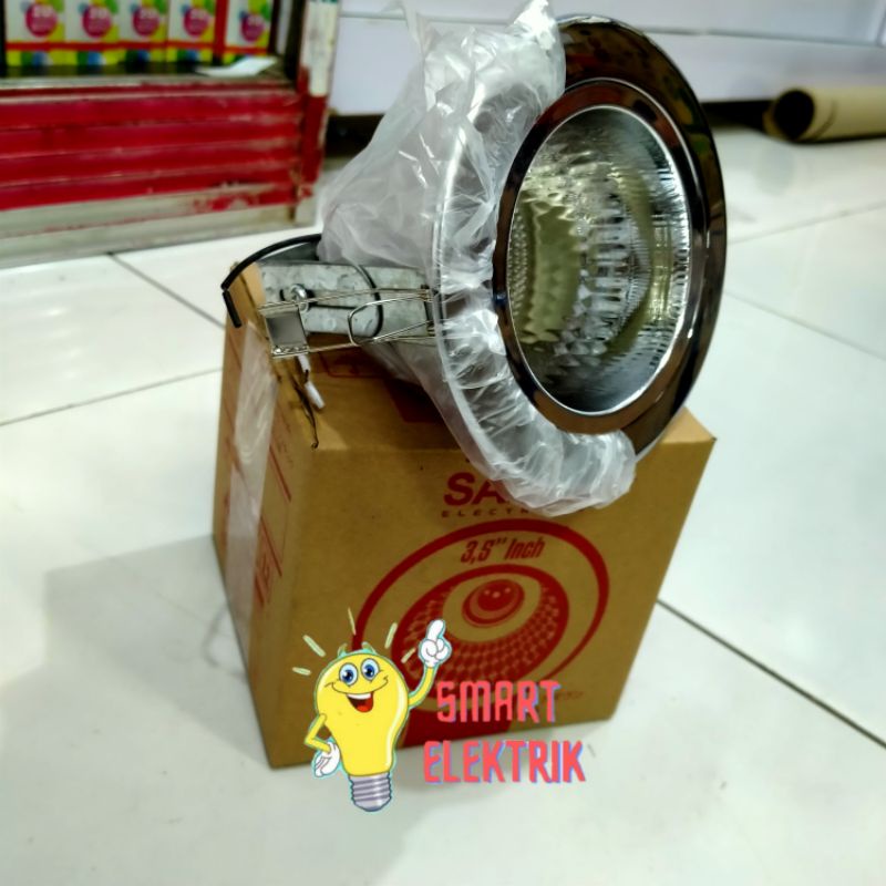 donlet Down Light 3,5/ Rumah Lampu Tanam 3.5 Inch Warna Silver