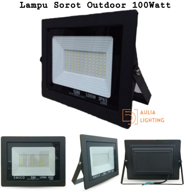 EMICO Lampu Sorot LED Outdoor 100w 100watt 100 watt w flood light tembak taman panggung Hias Plaminan Waterproof