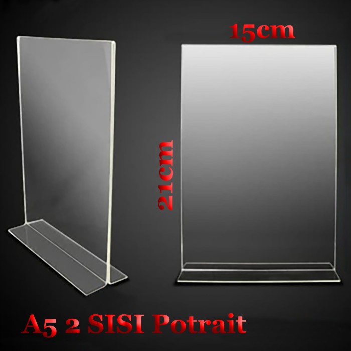 Akrilik Brosur 2 sisi A5 Potrait - Acrylic Tempat Tent Card Display