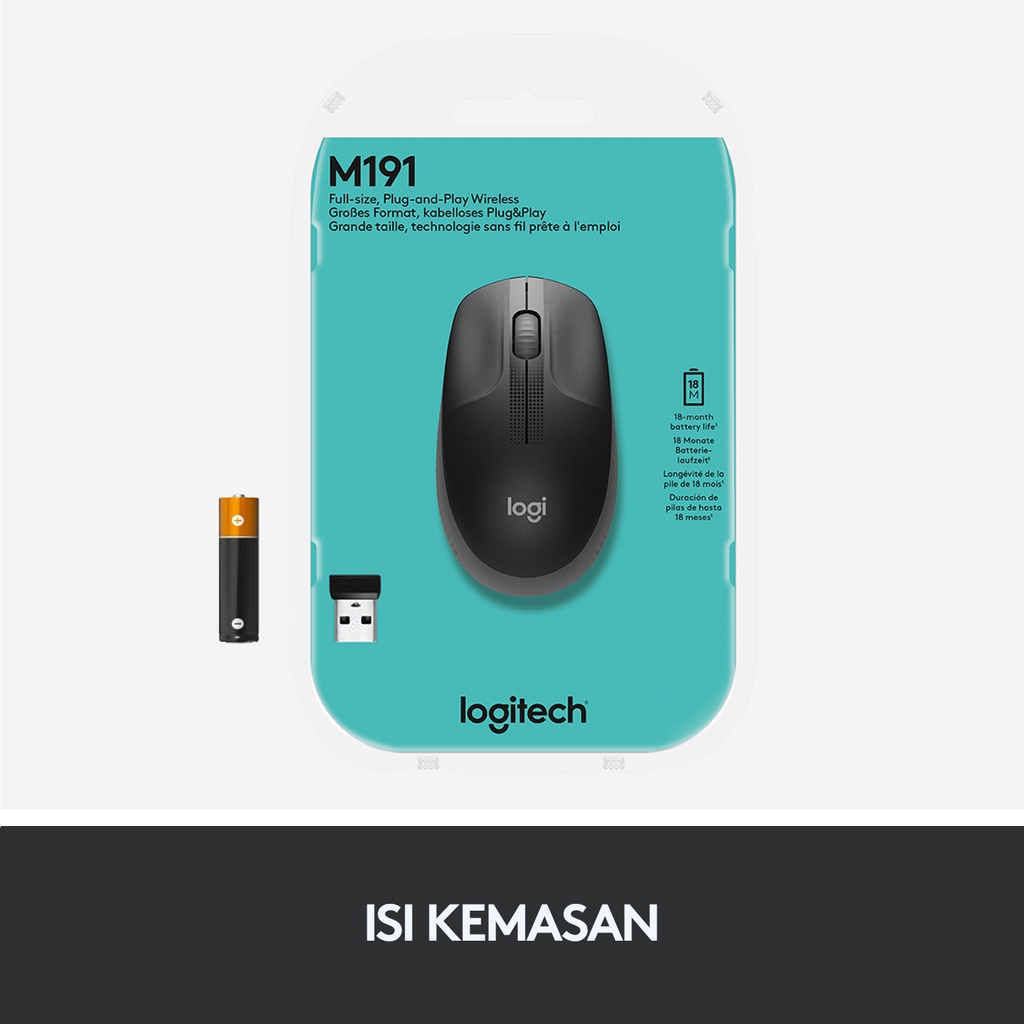 Logitech M191 Mouse Wireless Full Size