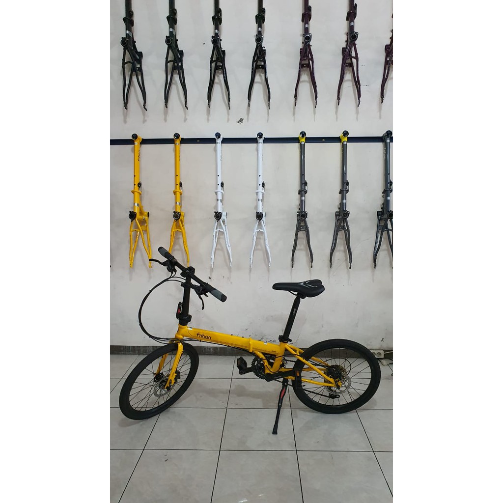 Sepeda Lipat FNHON Storm Kuning Discbrake Disc brake 2 x 8 speed Crank sora 50 34 Shimano 11 36