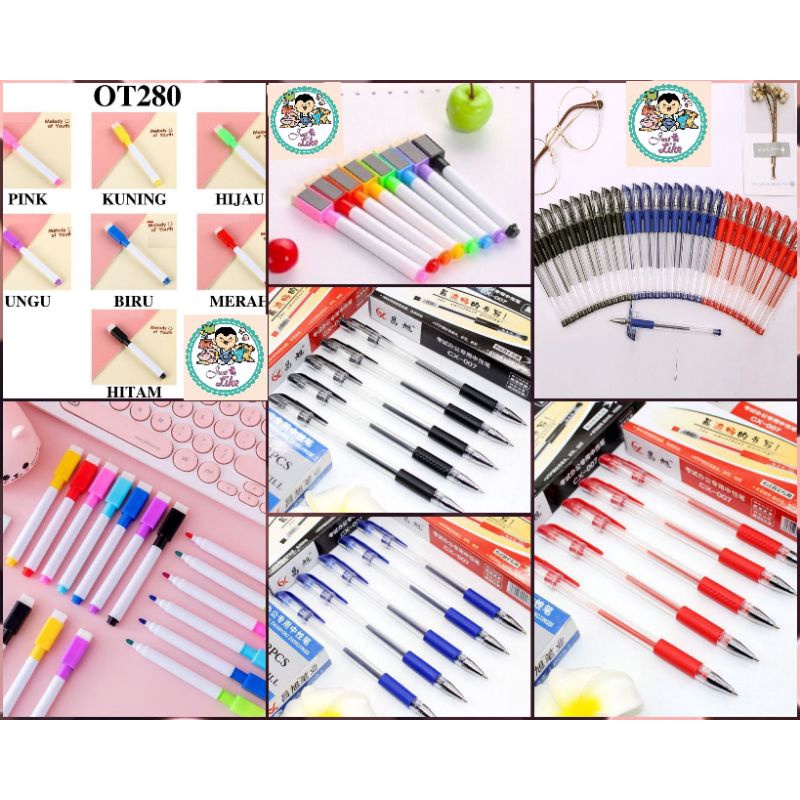 

Spidol Wipe Clean & Bolpen Gel Mimi | ATK Anak | Wipe Clean Marker Black & Colors