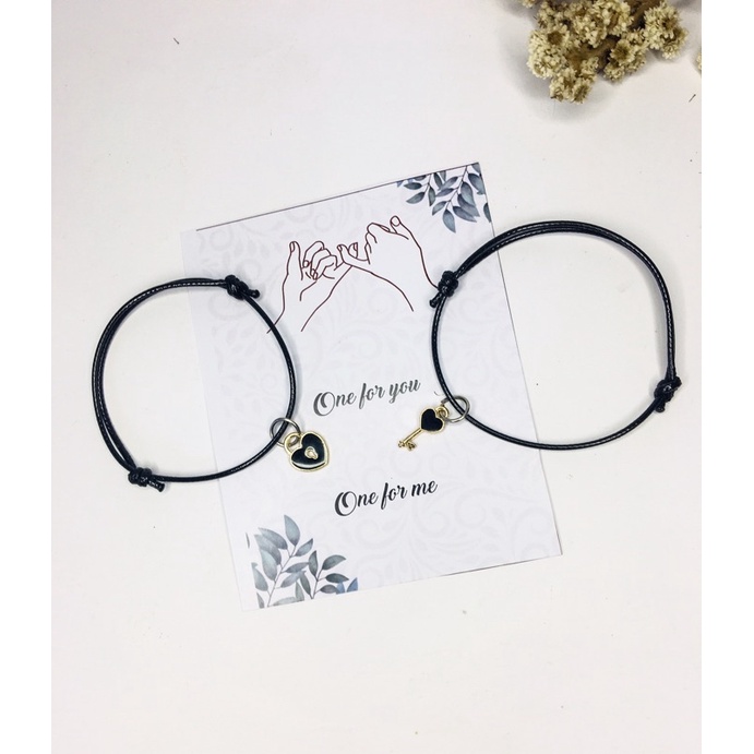 Gelang Couple pasangan liontin kunci dan gembok tali kulit gaya korea-1pasang Gembok kunci